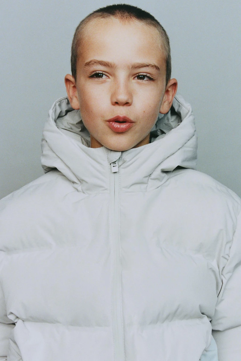 WATER REPELLENT PUFFER COAT WITH LABEL