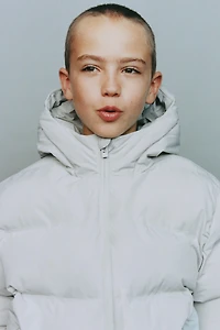 WATER REPELLENT PUFFER COAT WITH LABEL