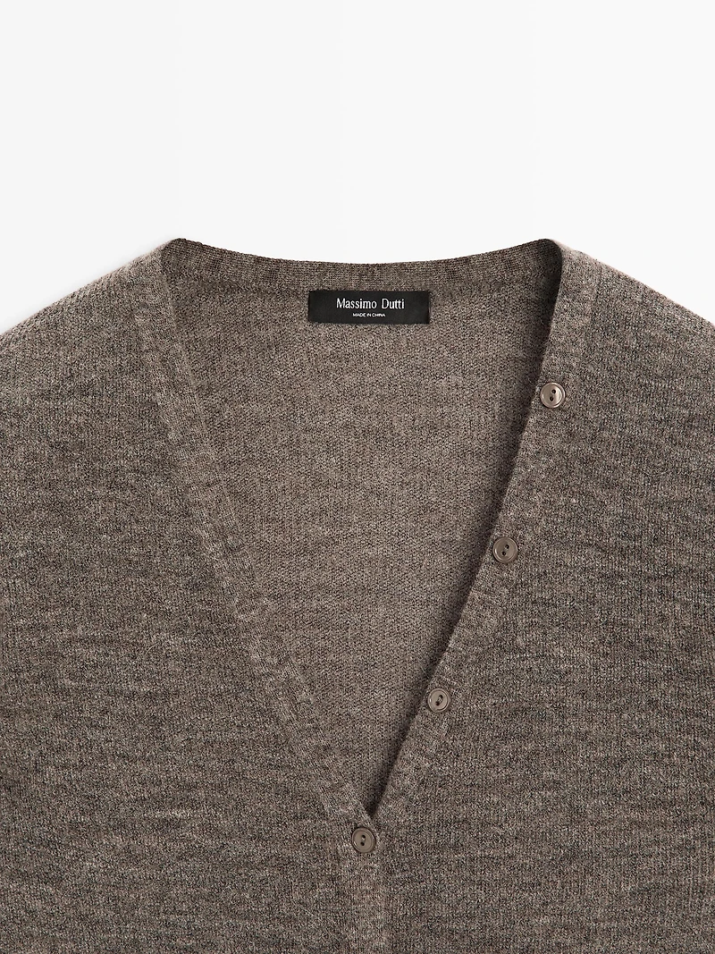 Wool blend cardigan with V-neckline
