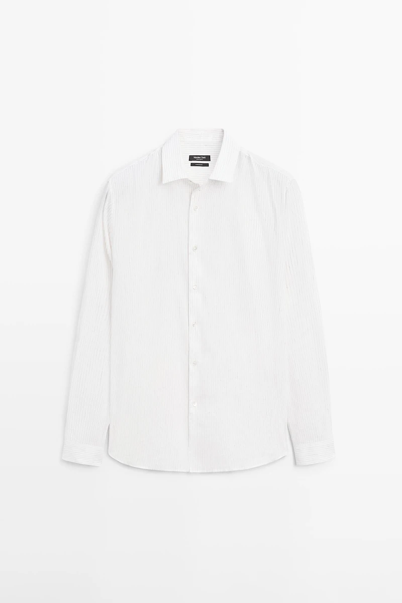 Chemise regular fit à rayures en coton mélang
