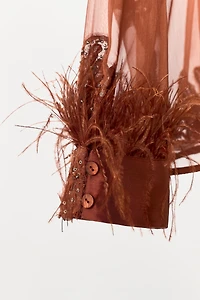 SEMI-SHEER SEQUIN FEATHER SHIRT