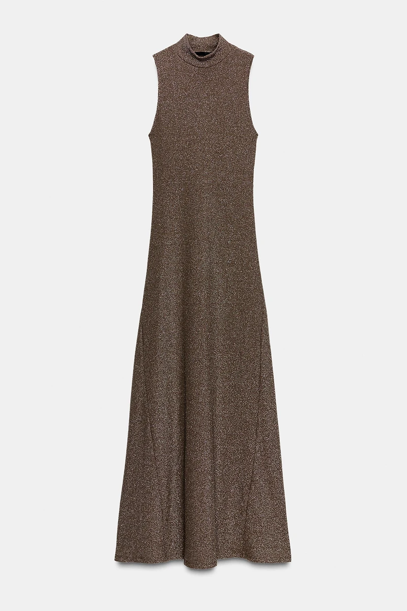 METALLIC THREAD SLEEVELESS DRESS