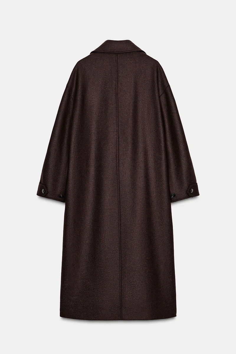 FAUX LEATHER COLLAR COAT