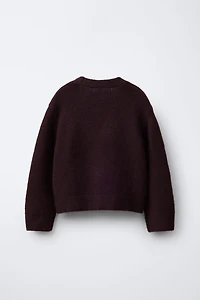 CARDIGAN WITH SATIN FLOWER BUTTONS