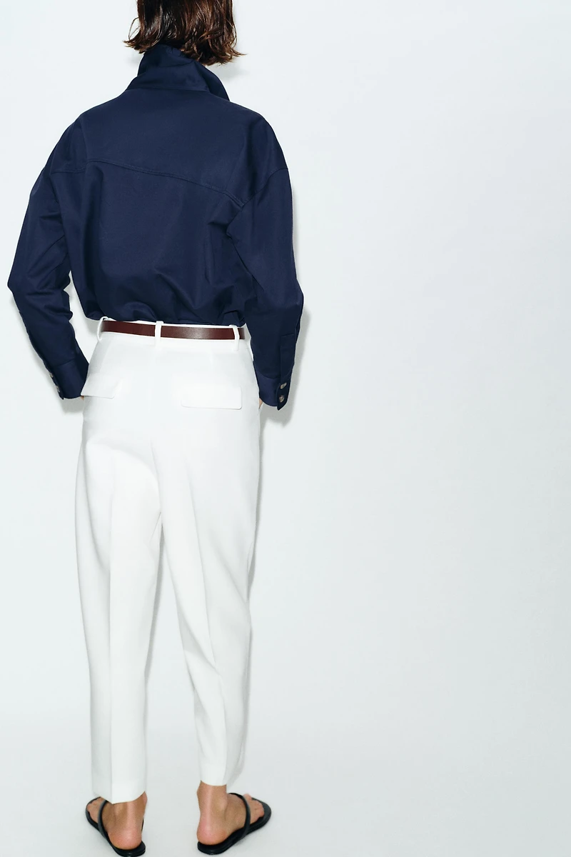 BELTED PLEATED PANTS