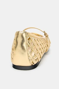 METALLIC EFFECT MESH BALLET FLATS
