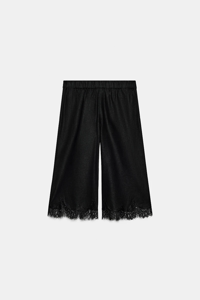 BERMUDA LONG EN LIN ET DENTELLE