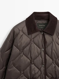 Veste matelassée déperlante détail velours côtelé