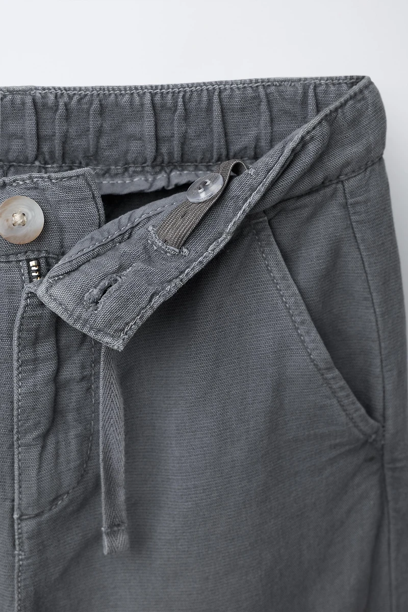 STRAIGHT COTTON AND LINEN PANTS