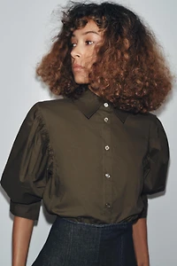 ZW COLLECTION POPLIN BALLOON SLEEVE SHIRT
