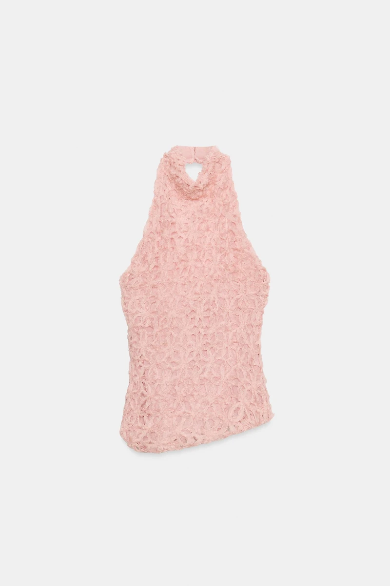 TOP À COL HALTER ASYMÉTRIQUE