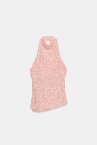 TOP À COL HALTER ASYMÉTRIQUE