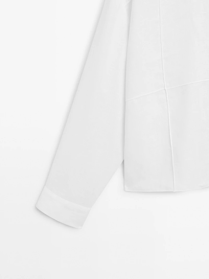 100% linen shirt with embroidered detail