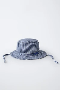 STRIPED TWILL BUCKET HAT