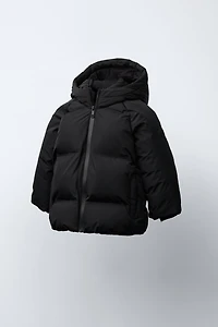 WATER REPELLENT HOODIE PUFFER COAT