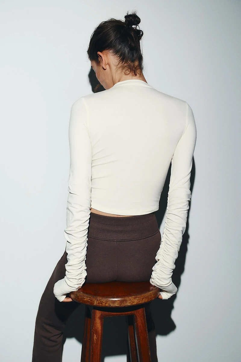 COTTON MODAL RUCHED T-SHIRT