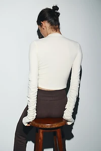 COTTON MODAL RUCHED T-SHIRT