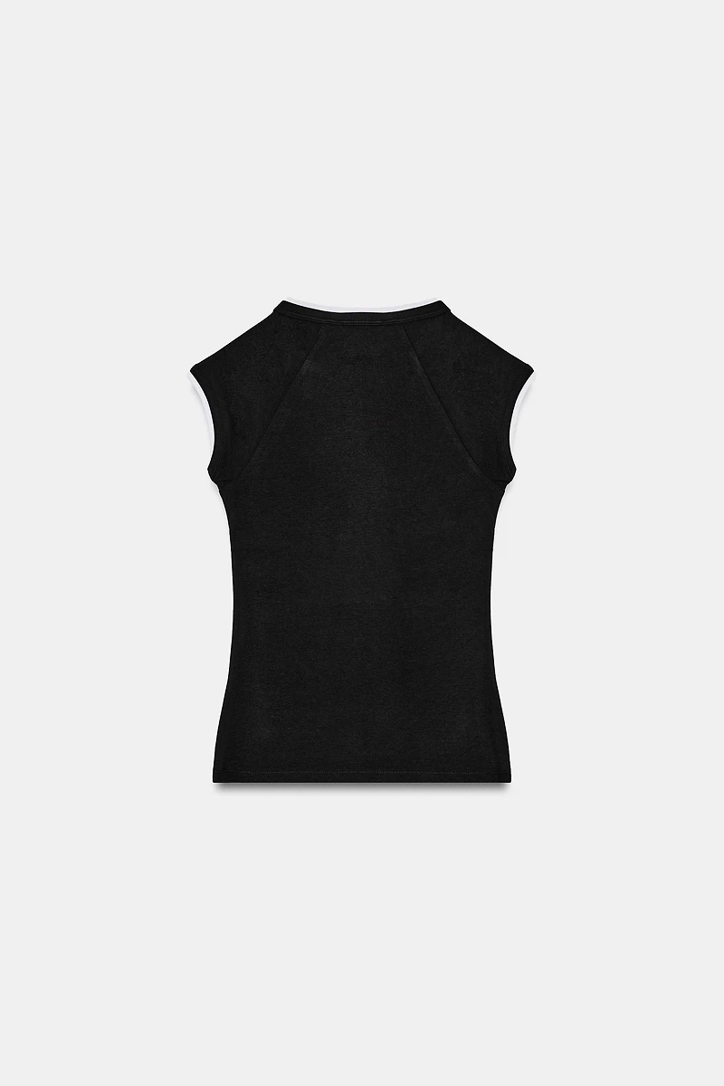 DOUBLE SHORT SLEEVE EFFECT T-SHIRT