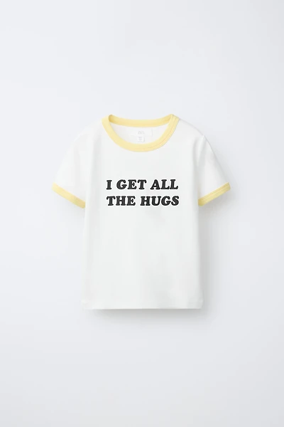 CONTRAST RIB TEXT T-SHIRT