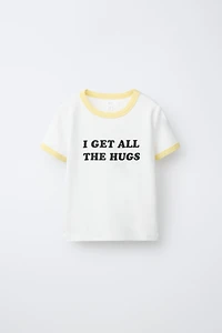 CONTRAST RIB TEXT T-SHIRT