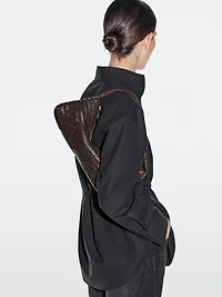 Nappa leather woven croissant bag