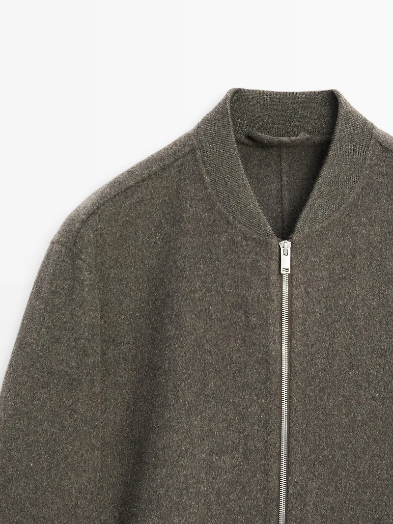 Wool blend bomber jacket