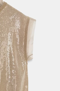 COMBINED SEQUIN KNIT TOP