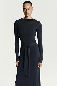 DOUBLE BELT EFFECT TIE DRESS