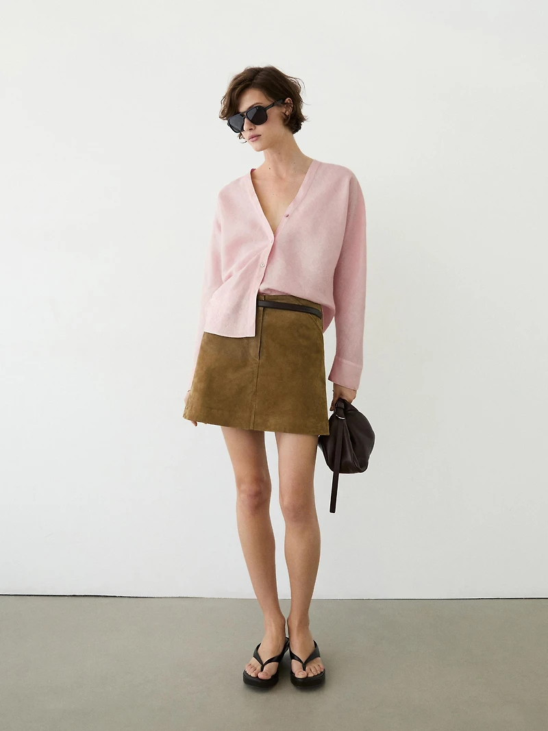 Chemise légère 100 % lin col en V
