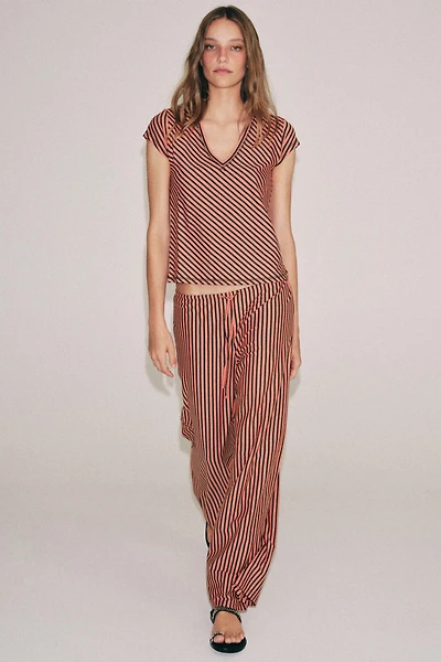 STRIPED LINEN BLEND PANTS