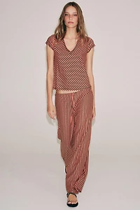STRIPED LINEN BLEND PANTS