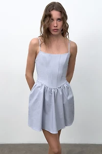 GINGHAM VOLUME BUSTIER DRESS