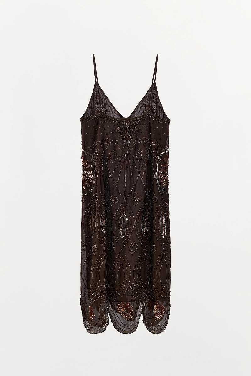 GEORGETTE DRESS WITH SEQUINS AND BEADING