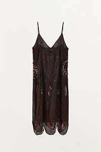 GEORGETTE DRESS WITH SEQUINS AND BEADING