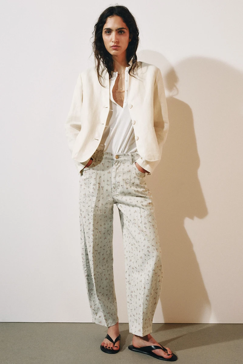 ZW COLLECTION HIGH RISE TAPERED FLORAL JEANS