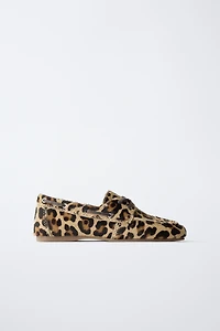 LEOPARD PRINT LEATHER DECK SHOES