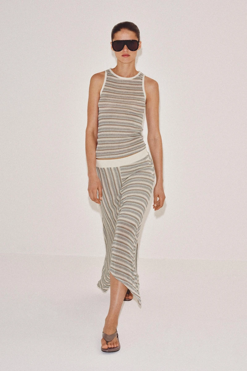 ASYMMETRIC STRIPED SKIRT
