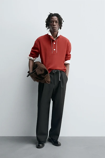 CONTRAST TEXTURED POLO SHIRT