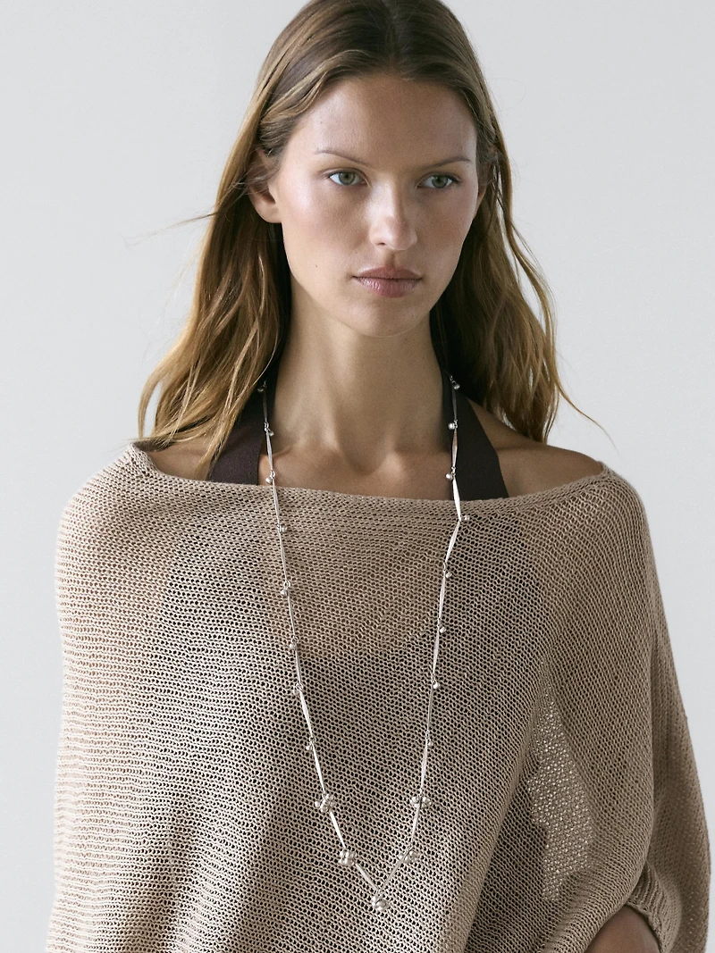 Linen blend knit cape