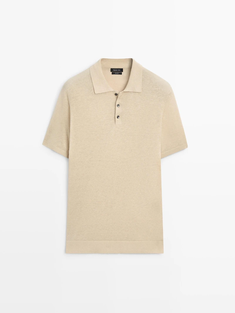 Linen knit polo sweater