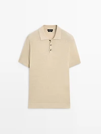 Linen knit polo sweater