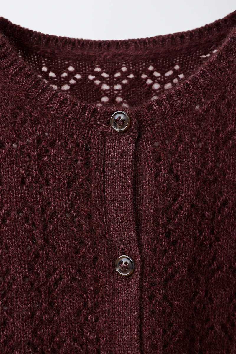 CASHMERE OPENWORK KNIT CARDIGAN