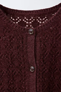 CASHMERE OPENWORK KNIT CARDIGAN