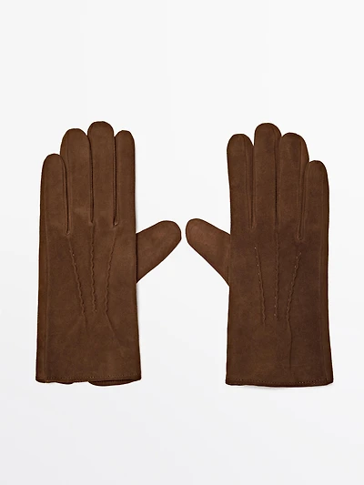 Suede leather gloves