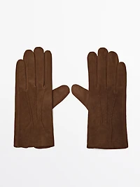 Suede leather gloves