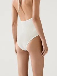 Textured V-neck swimsuit
