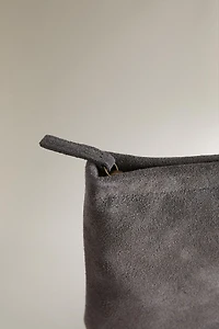 LARGE SPLIT SUEDE MAKEUP BAG