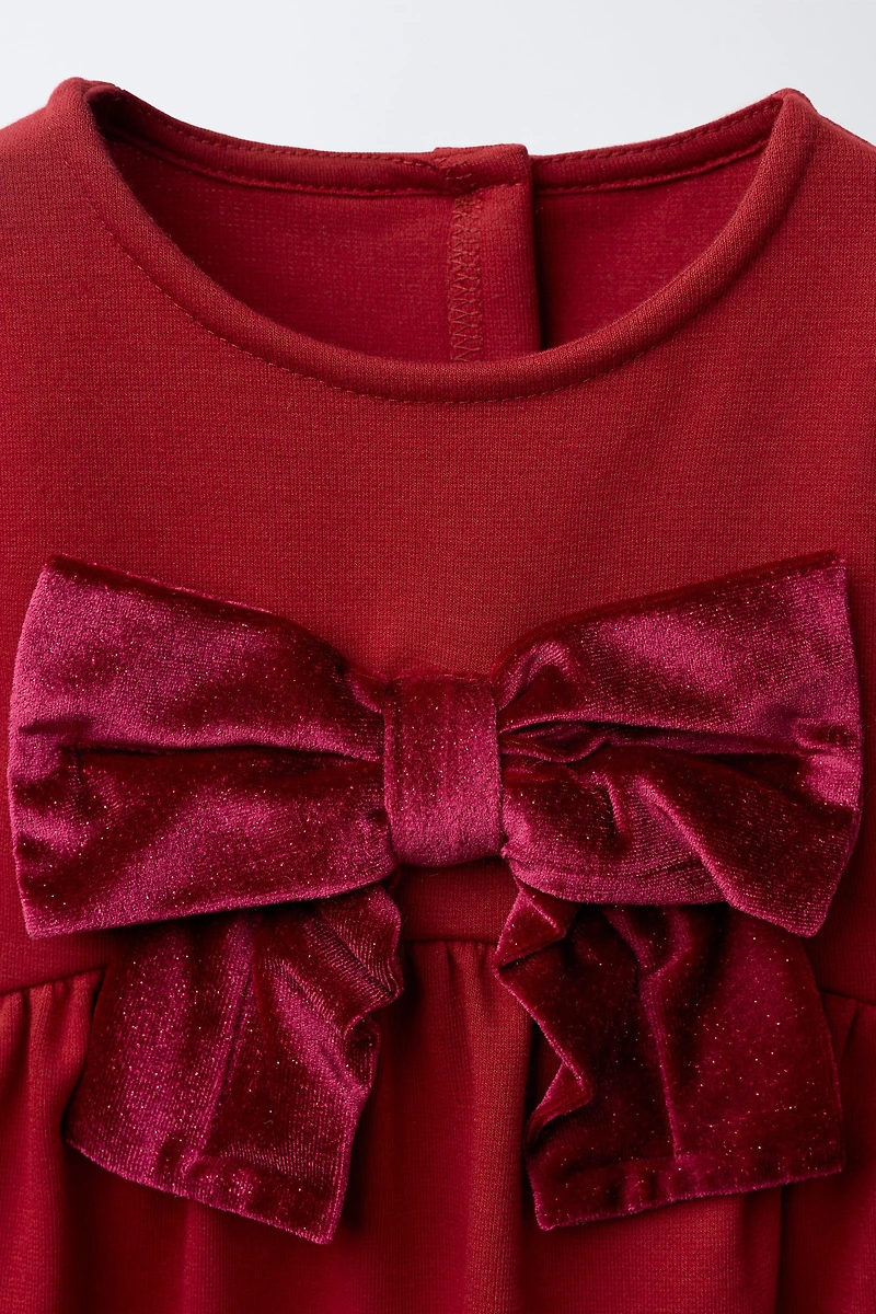 ROMA KNIT DRESS WITH VELVET BOW