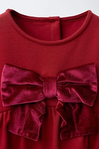 ROMA KNIT DRESS WITH VELVET BOW