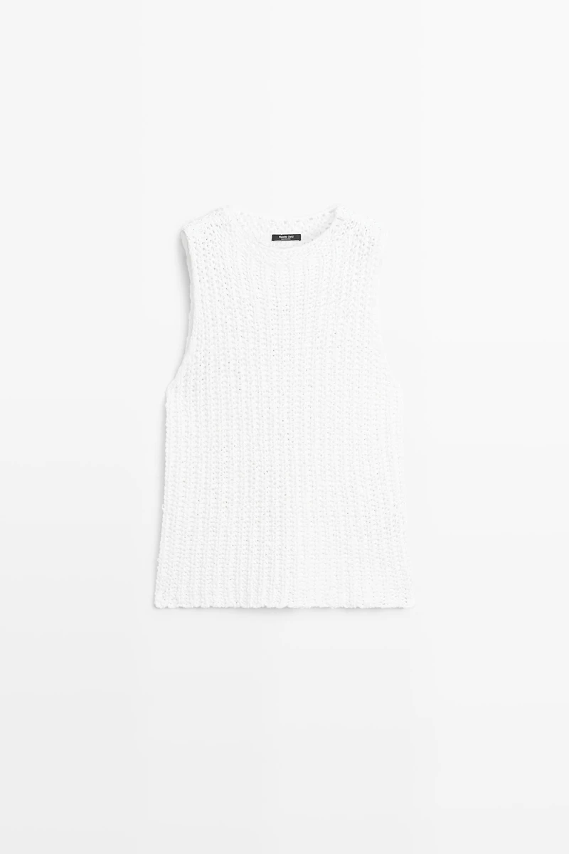 Textured cotton knit top